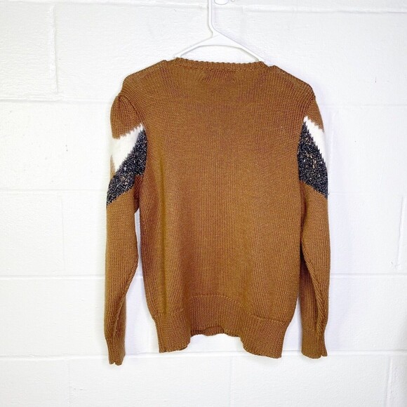 Vtg 90s Sweater Alexa Grace Womens Large Wool Blend Metallic Grandma Core Brown - Picture 3 of 8